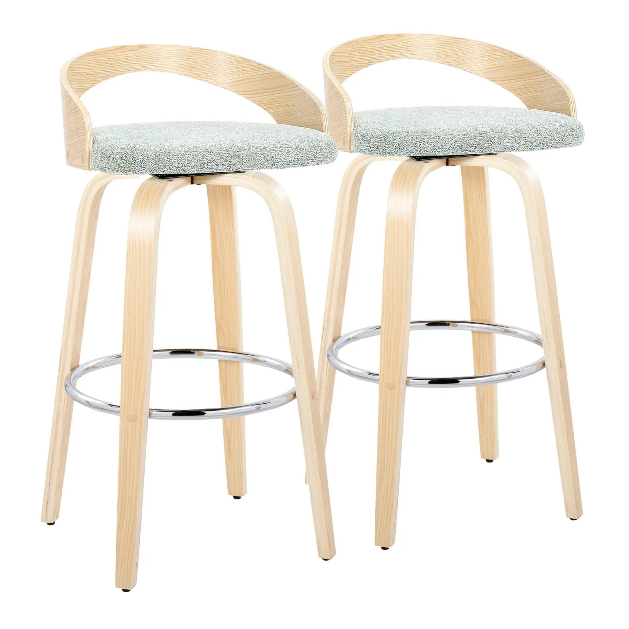 Grotto - Contemporary Fixed-Height Barstool With Swivel With Round Footrest (Set of 2) by Unique Piece Furniture