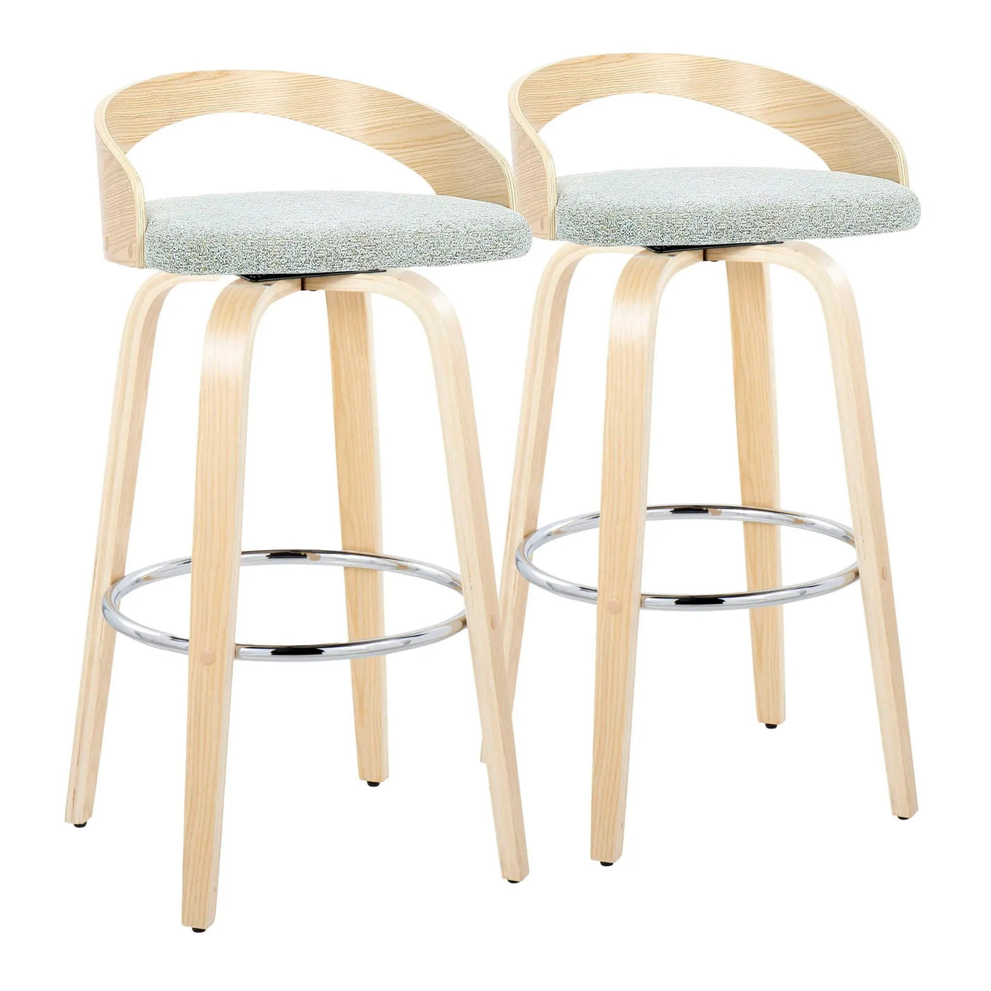 Grotto - Contemporary Fixed-Height Barstool With Swivel With Round Footrest (Set of 2) by HouseOfZazla