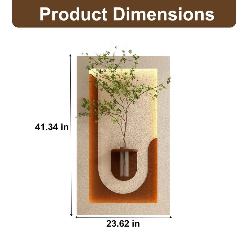 Adjustable 3 Color LED Sandstone Wall Decor with Simulated Plants, Vase & Rabbit Statue by HouseOfZazla