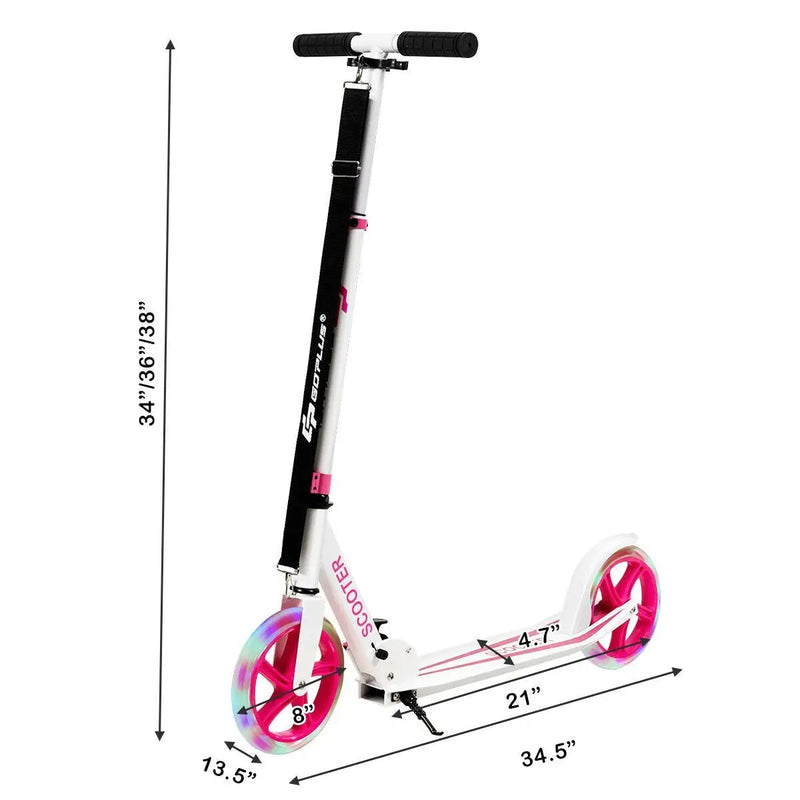 Portable Folding Sports Kick Scooter with LED Wheels-Pink by DirectDeals