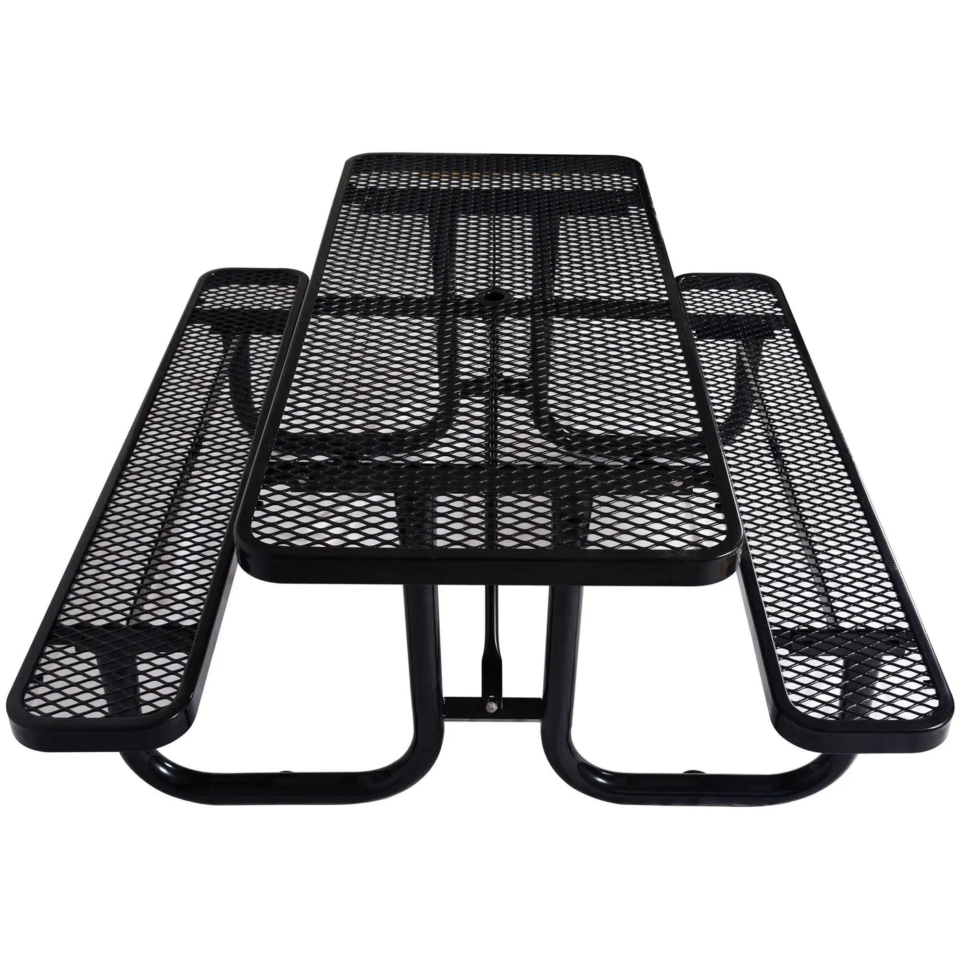 Rectangular Outdoor Steel Picnic Table With Umbrella Pole by Unique Piece Furniture