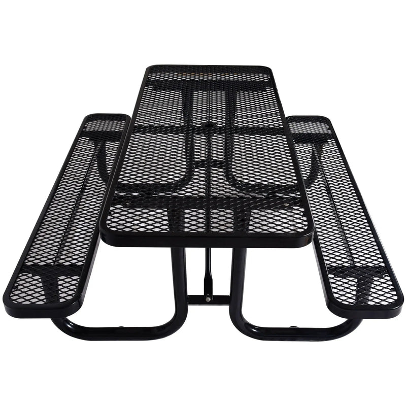 Rectangular Outdoor Steel Picnic Table With Umbrella Pole by HouseOfZazla