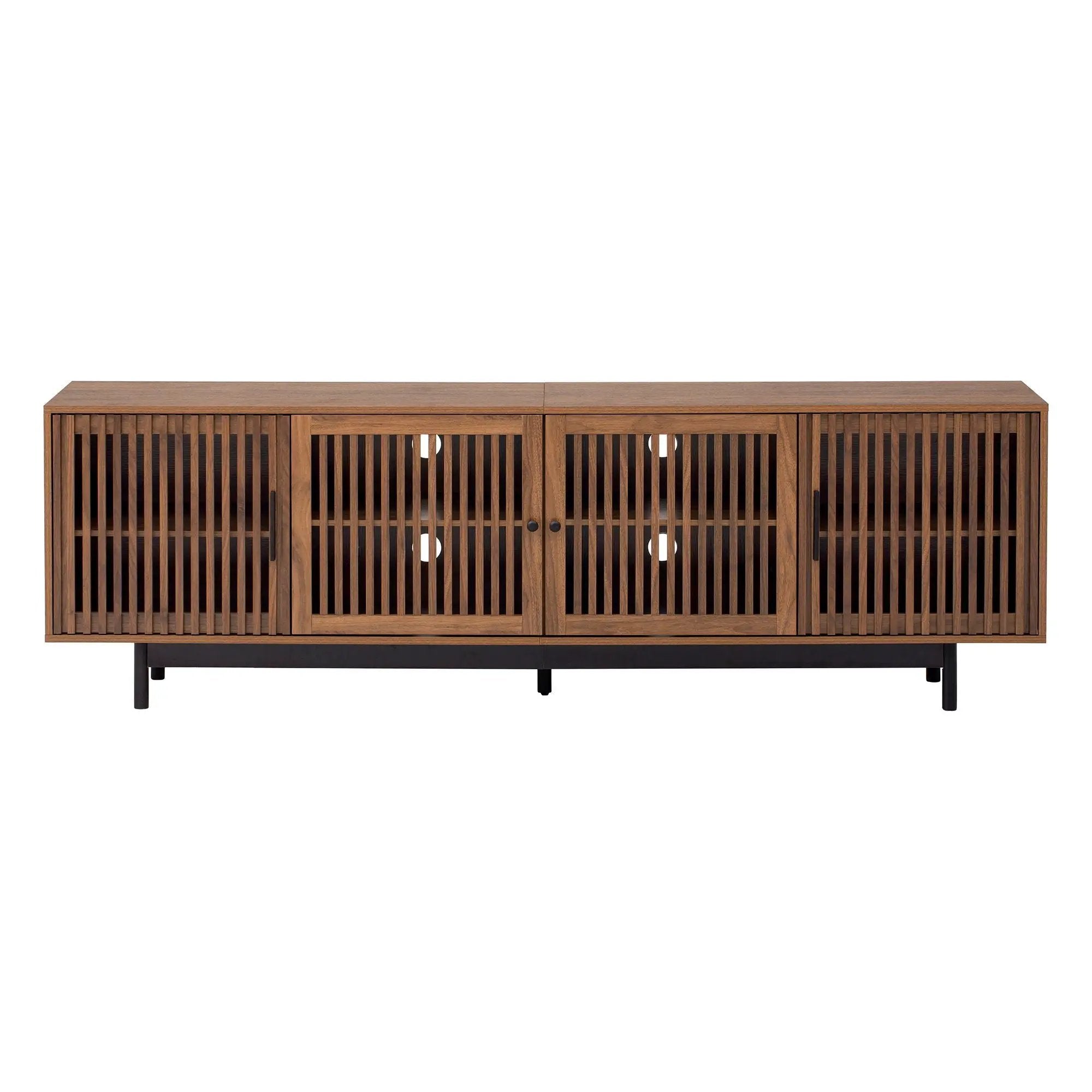 TV Stand For TVs, Entertainment Center With Closed Storage & Cable Management, Soft Closing Hinges - Walnut by HouseOfZazla