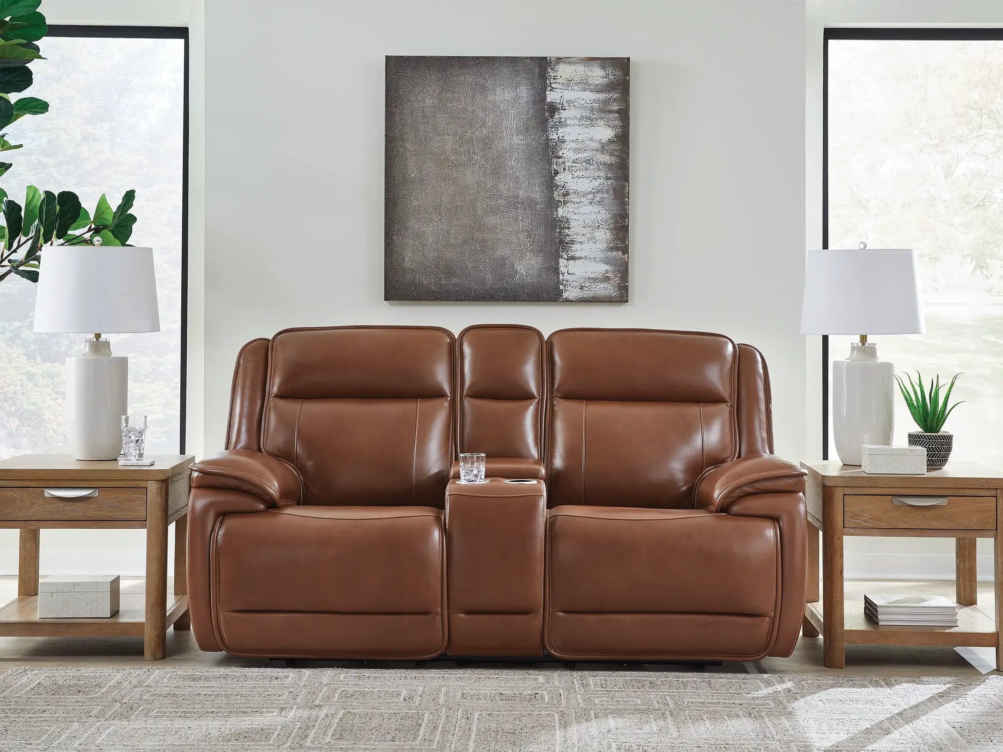 Healy Pier - Power Reclining Loveseat With Console / Adj Headrest - Chocolate by Unique Piece Furniture