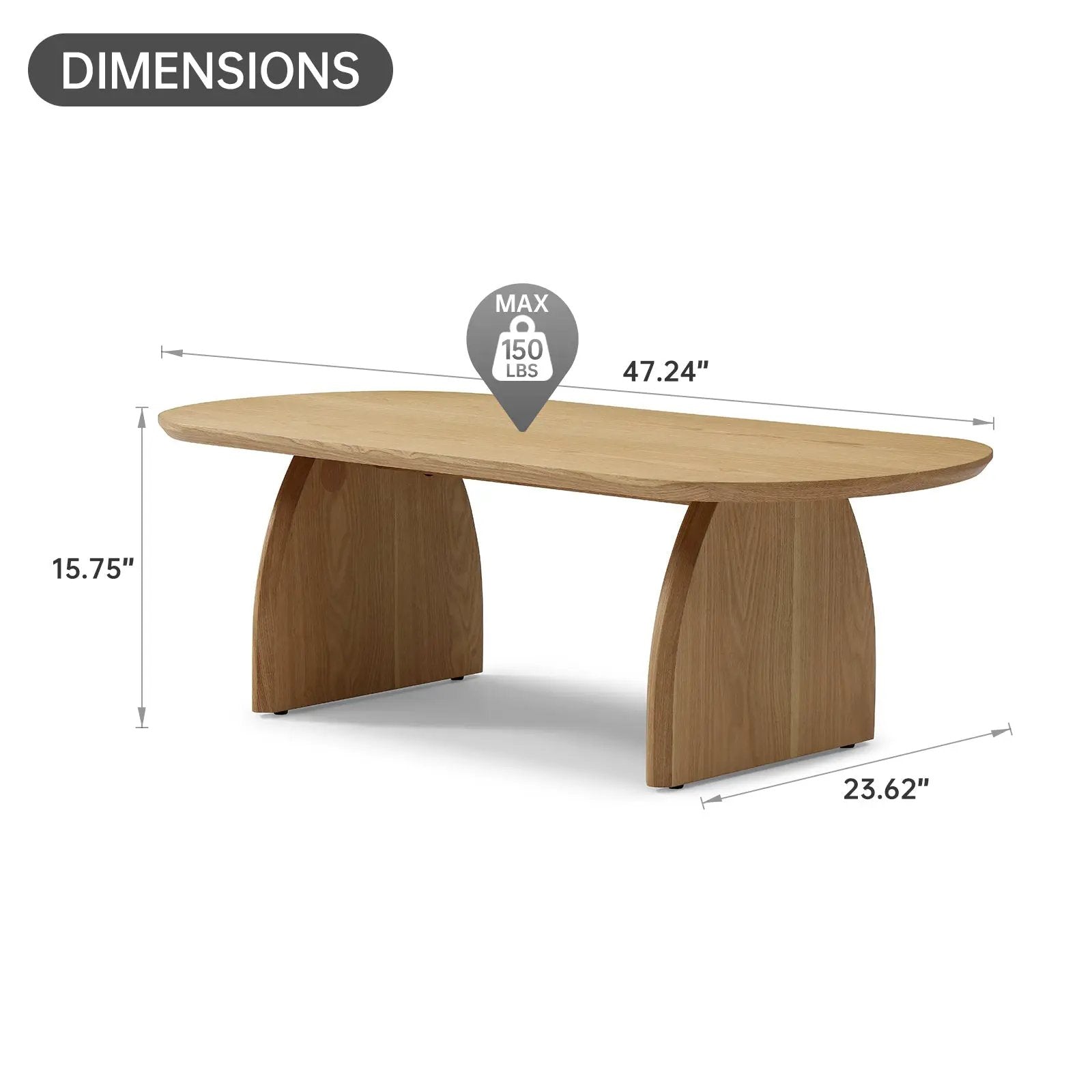 47.24" Oval Coffee Table with Solid Wood Veneered by HouseOfZazla
