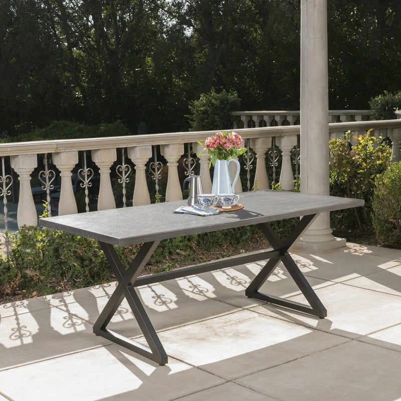 Rolando Outdoor Aluminum Dining Table with Steel Frame by HouseOfZazla