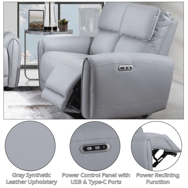 Jeromie - Power Motion Loveseat With USB Port - Gray by HouseOfZazla