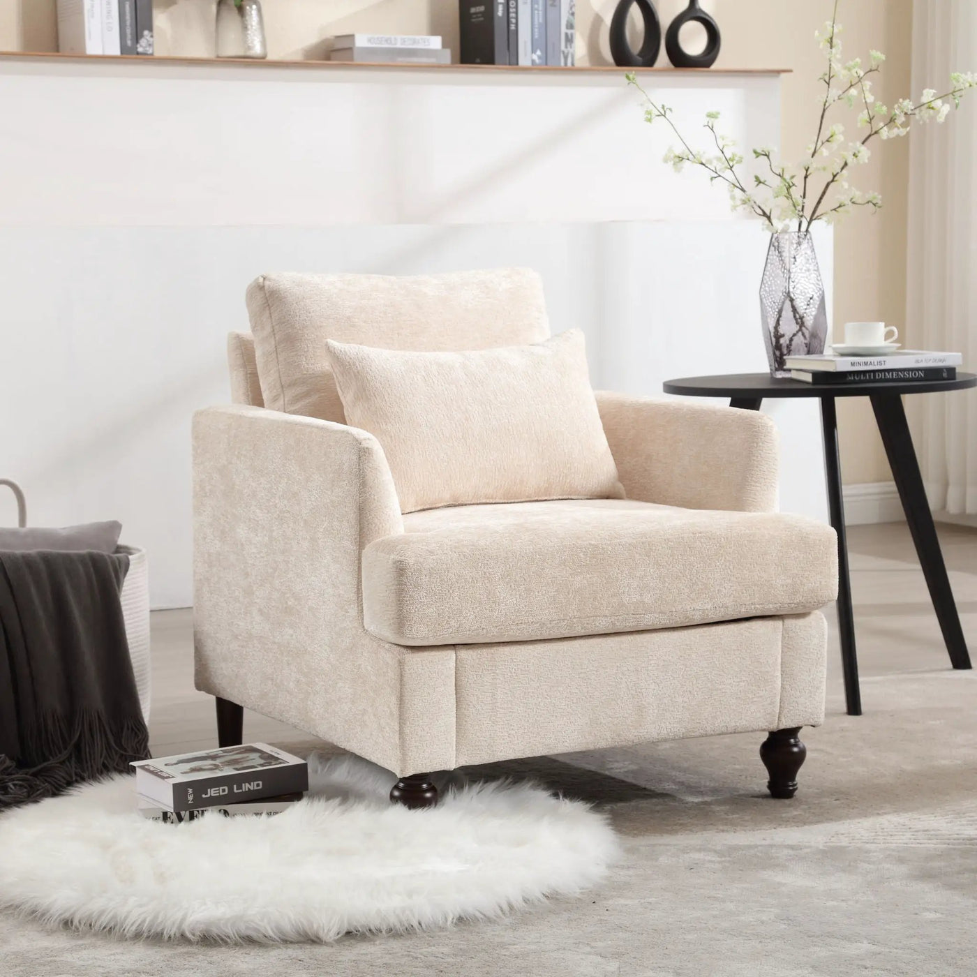 Modern Mid Century Wood Frame Armchair With Tufted Design by HouseOfZazla