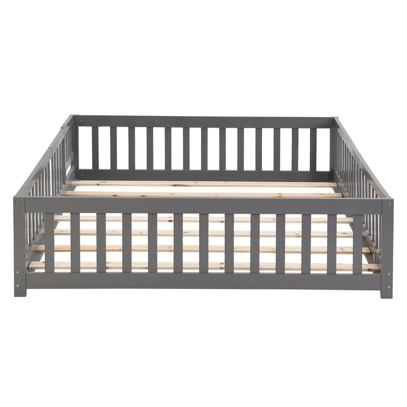 Solid Wood Floor Bed With Door And Fence For Children by Unique Piece Furniture