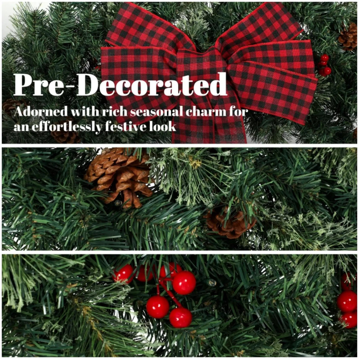 36 Inch Prelit Crestwood Spruce Christmas Wreath with Bow by HouseOfZazla