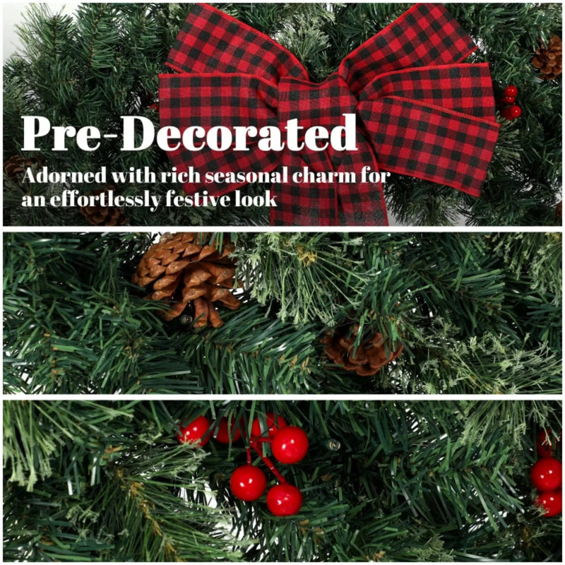 36 Inch Prelit Crestwood Spruce Christmas Wreath with Bow by HouseOfZazla