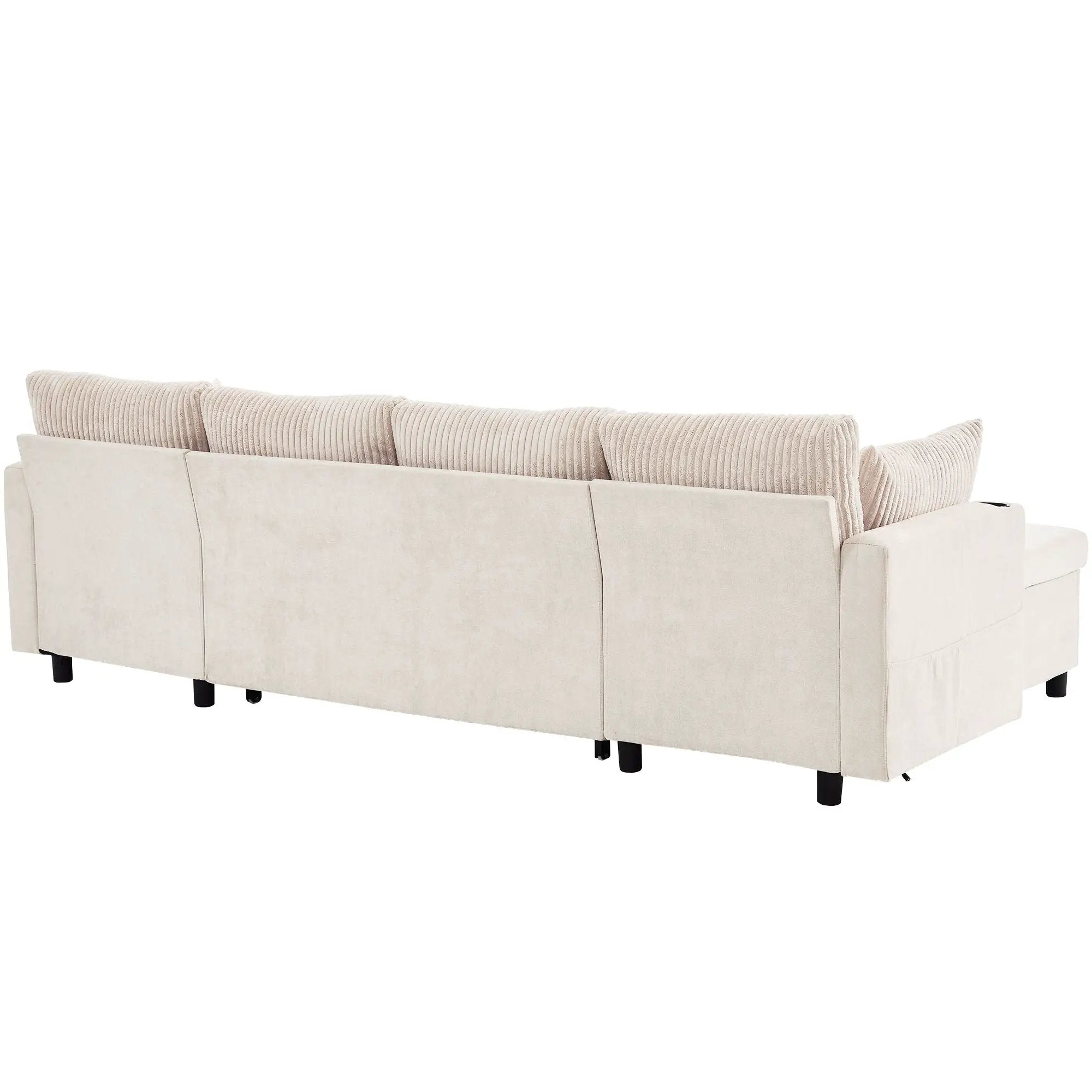 Sectional Sofa Bed With Pull Out Sleeper, USB Ports, Cup Holders by HouseOfZazla