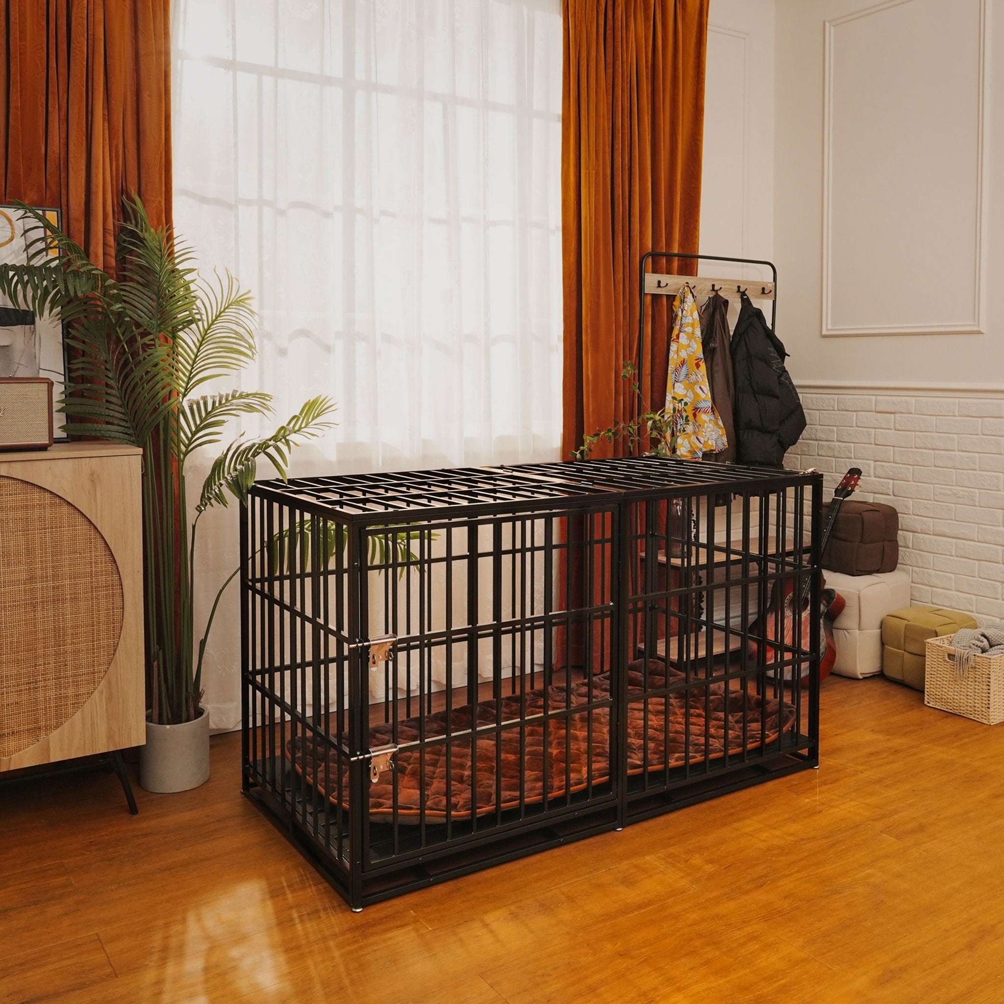 Extra Large Heavy Duty Dog Crate With Removable Pans For Dogs - Black by HouseOfZazla