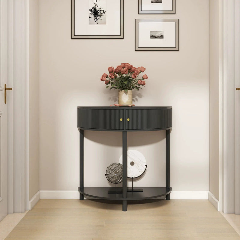 Demi Lune Console Table With 2 Storage Drawers by HouseOfZazla