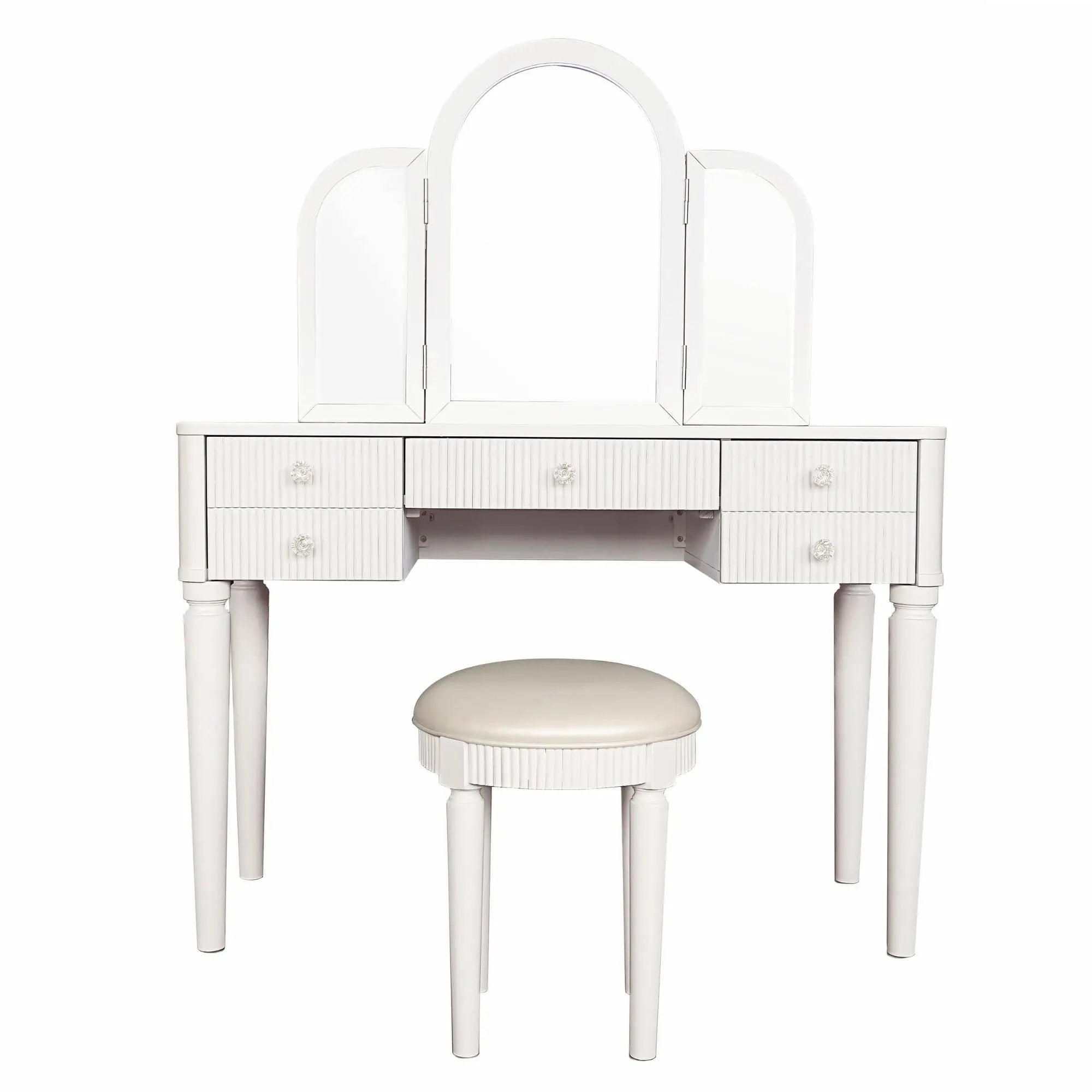 Mirrored Makeup Vanity Table Set With Adjustable Lighting And Storage by HouseOfZazla