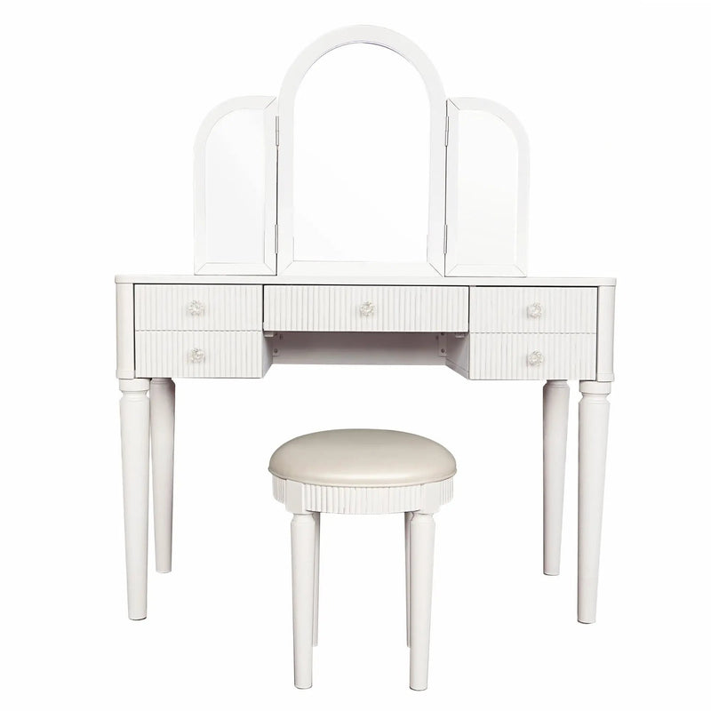 Mirrored Makeup Vanity Table Set With Adjustable Lighting And Storage by HouseOfZazla