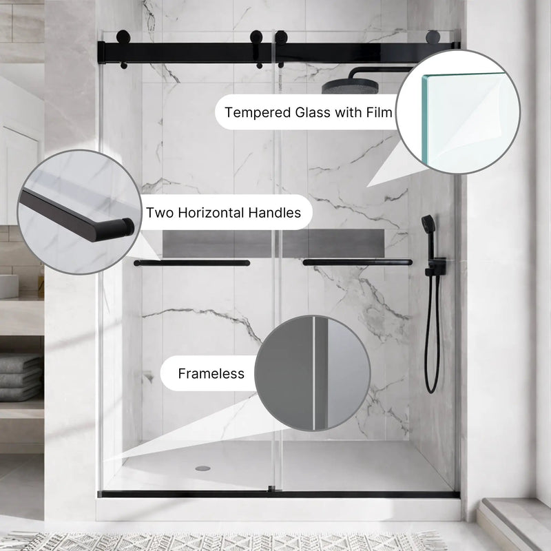 48 inches x 76 inches Double Sliding Shower Door in Matte by HouseOfZazla