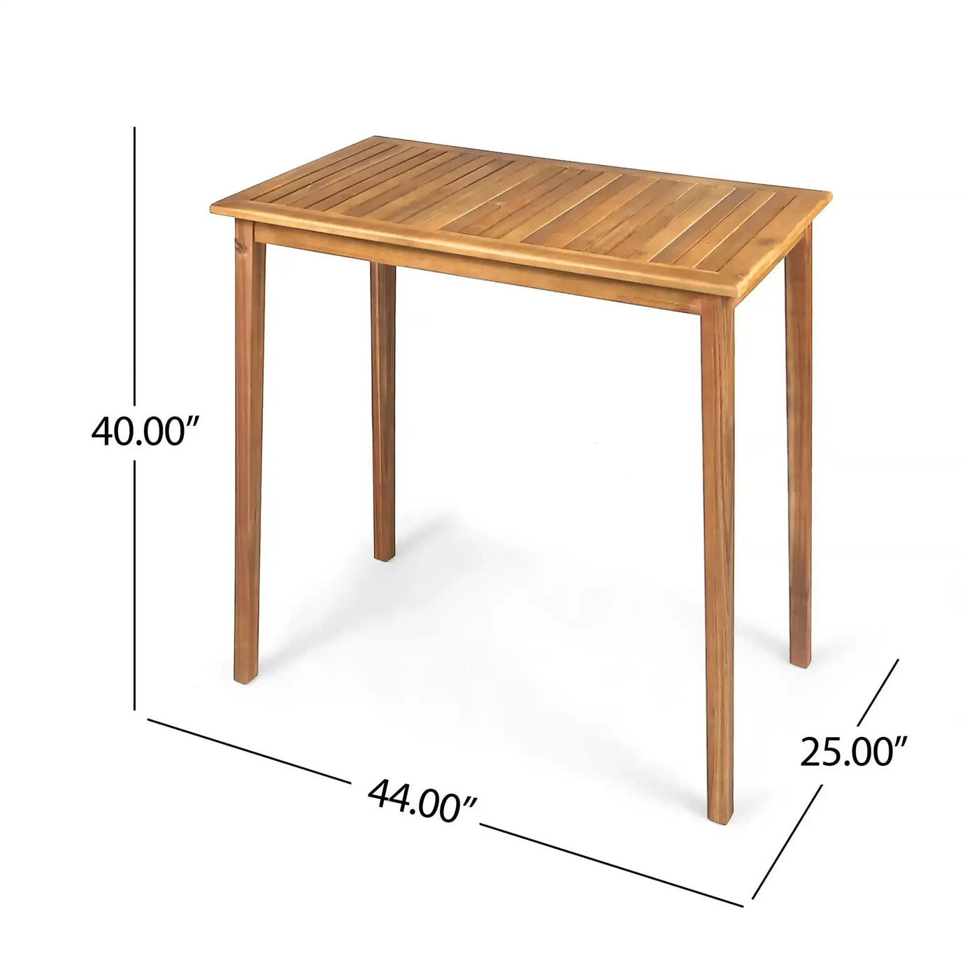 Outdoor Minimalist Acacia Wood Rectangle Bar Table by HouseOfZazla