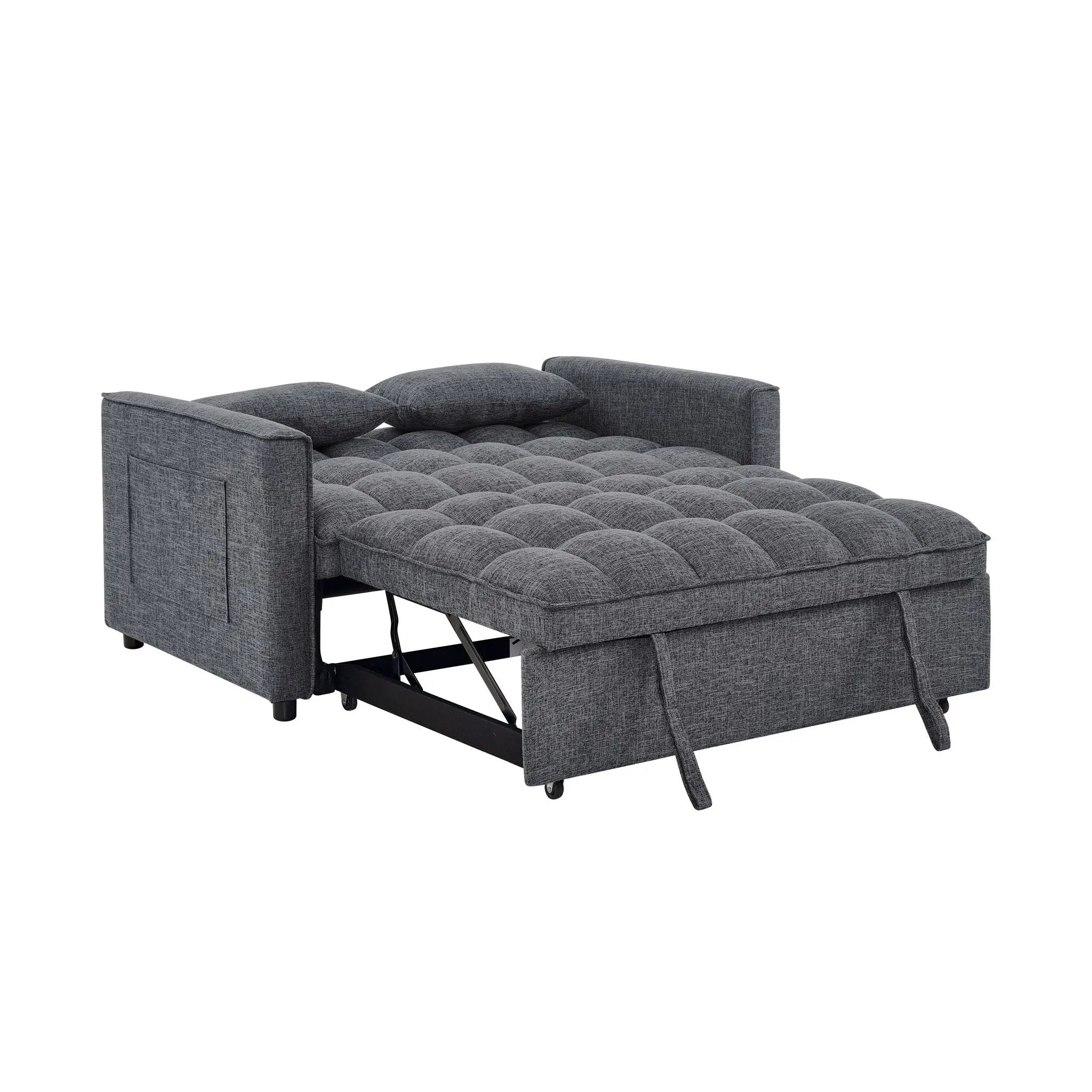 Sienna - Tufted Convertible Sleeper Sofa With Chaise - Gray by Unique Piece Furniture