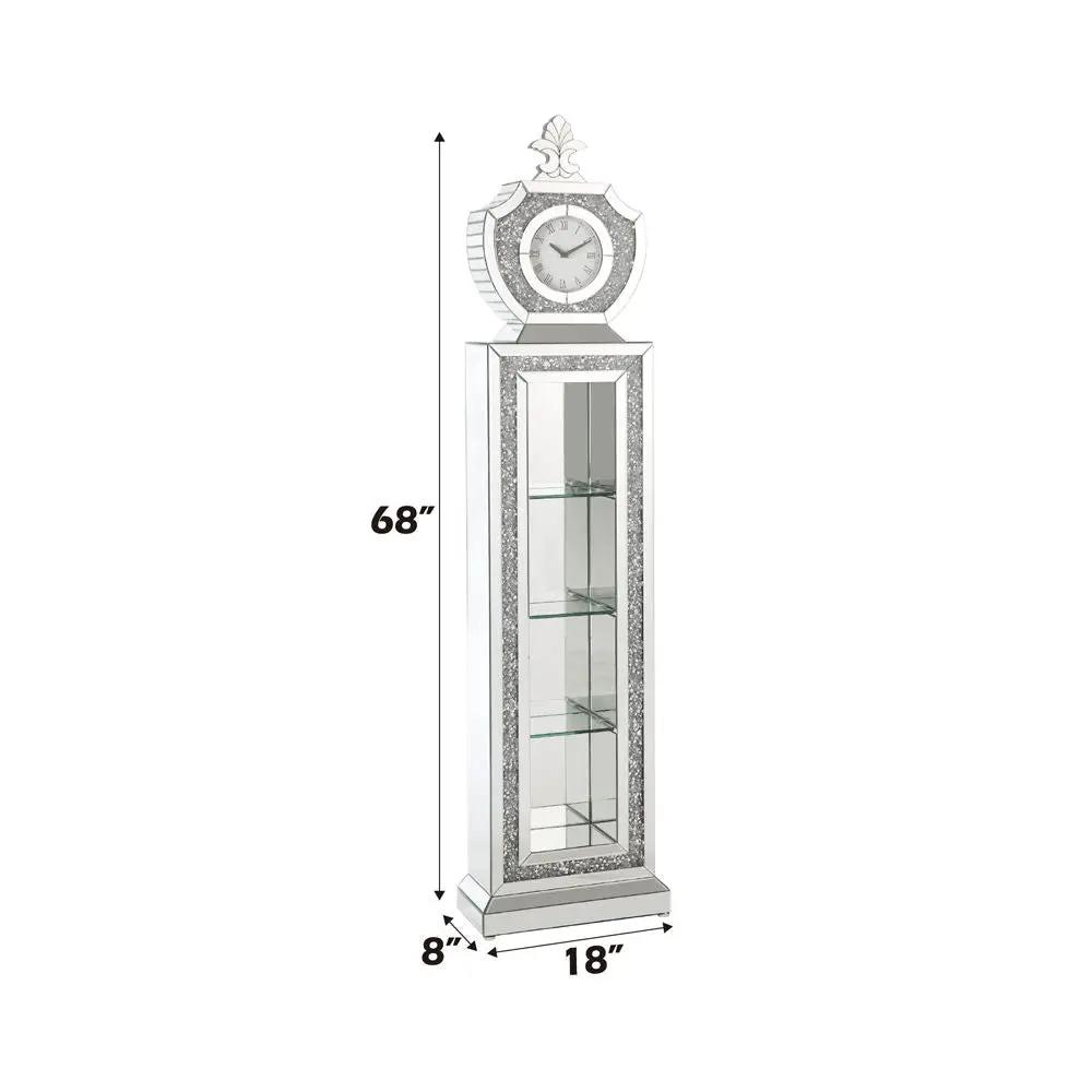 Noralie - 63" Grandfather Clock With LED - Mirrored & Faux Diamonds by Unique Piece Furniture