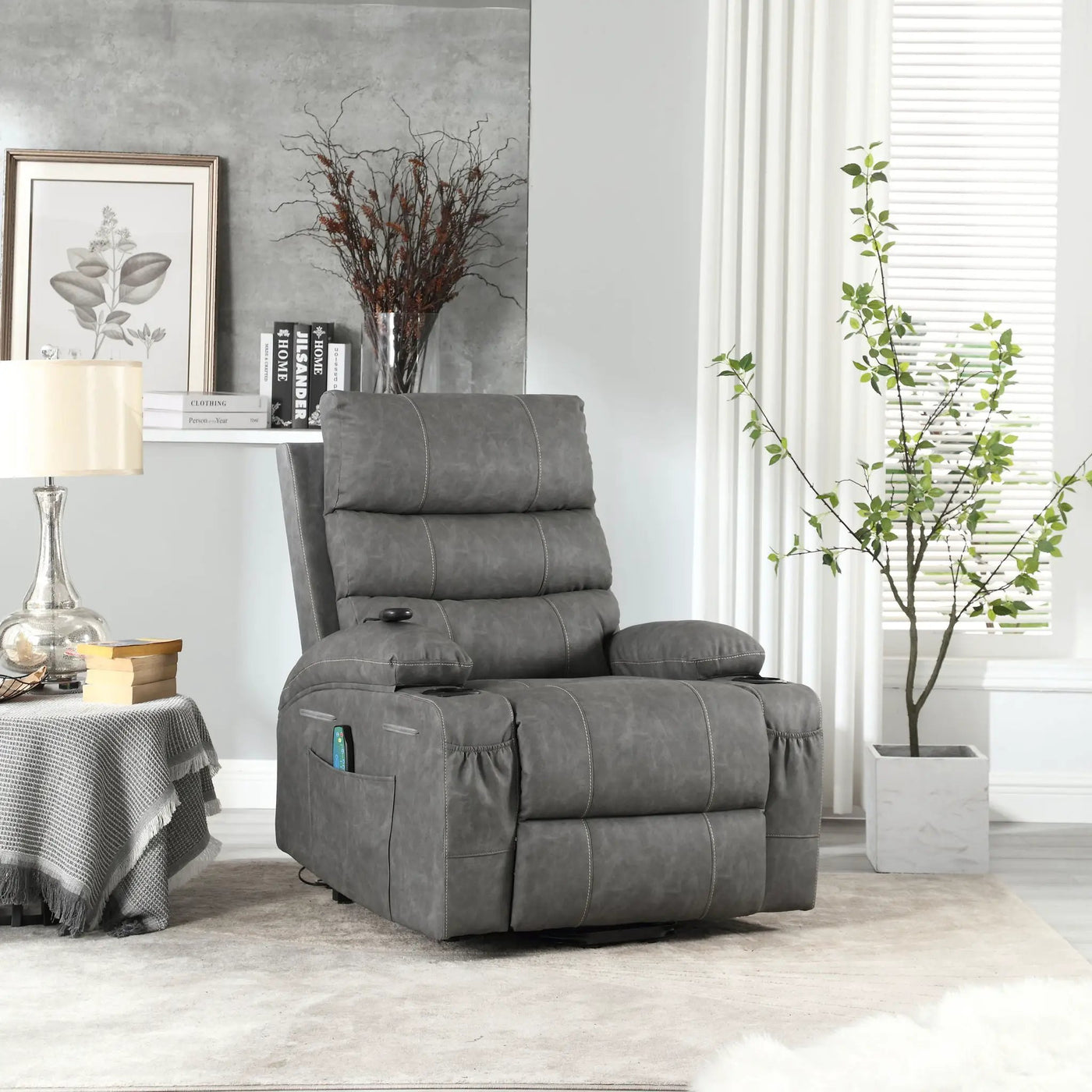 Large Electric Power Lift Recliner Chair Sofa with Massage and Heat by HouseOfZazla