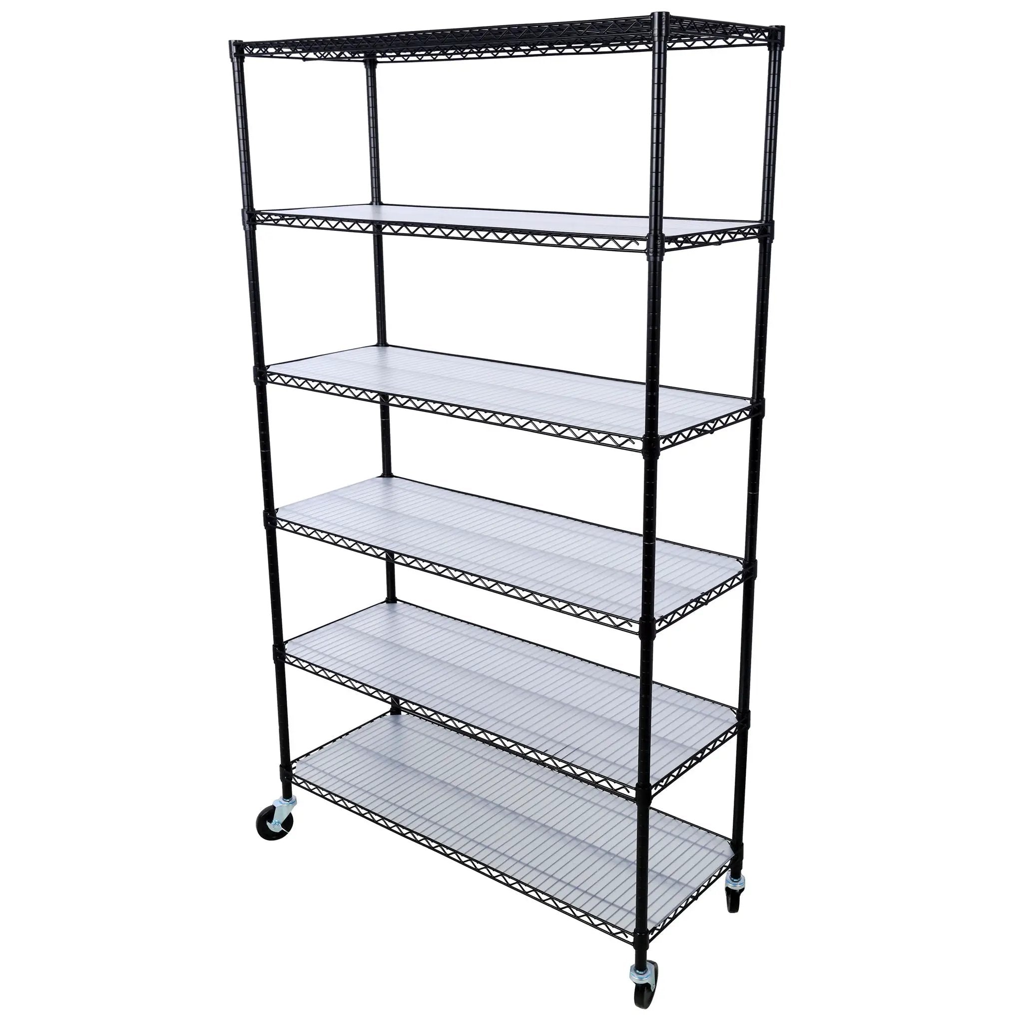 6 Tier 6000Lbs Capacity Nsf Metal Shelf Wire Shelving Unit, Heavy Duty Adjustable Storage Rack With Wheels & Shelf Liners For Commercial Grade Utility Steel Storage Rack by Unique Piece Furniture