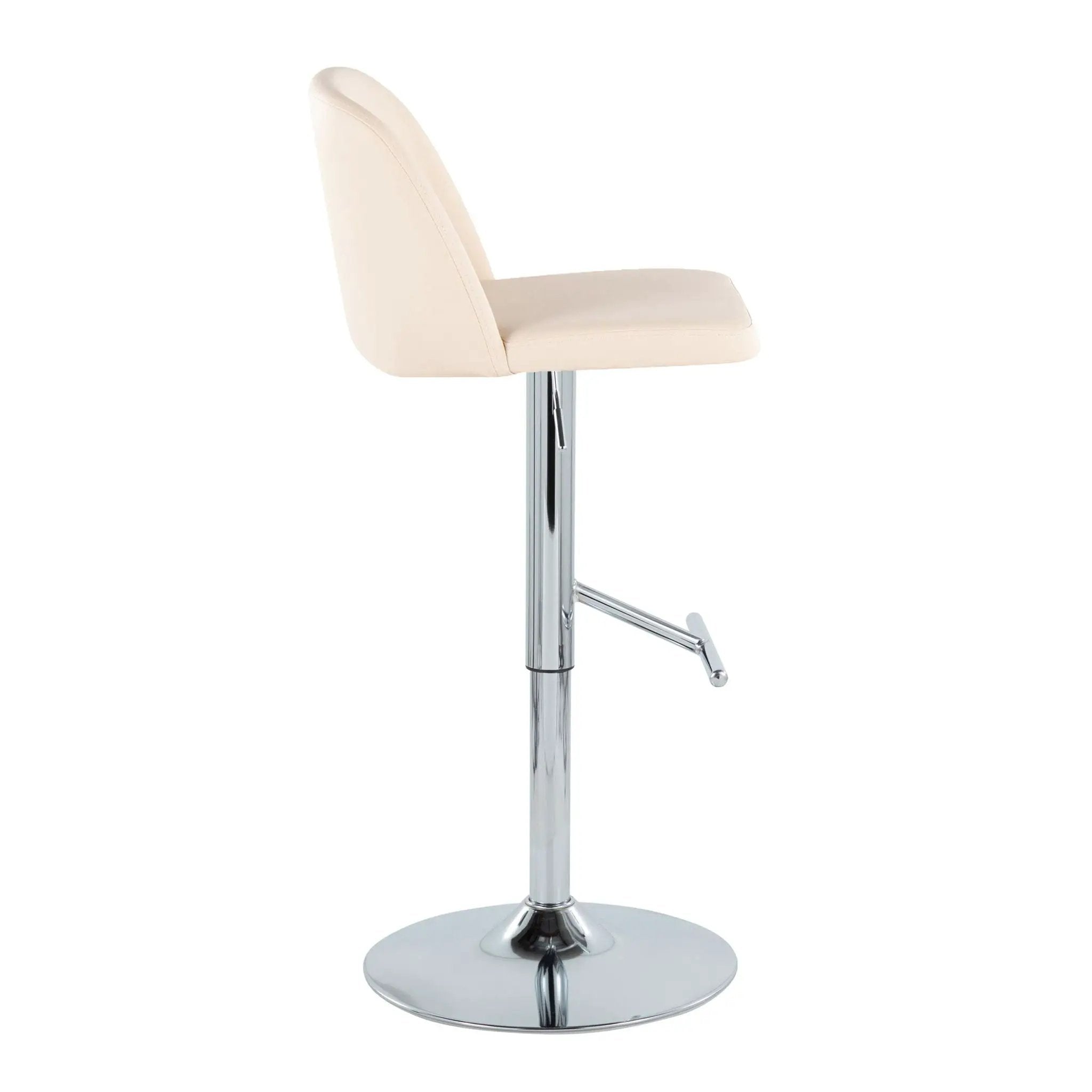 Toriano - Contemporary Adjustable Barstool With Swivel With Straight T Footrest (Set of 2) - Cream / Chrome by Unique Piece Furniture