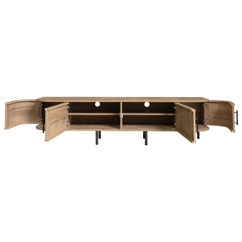 70" TV Stand With Doors, Construction For TVs Up To 80" - Natural Wood by HouseOfZazla