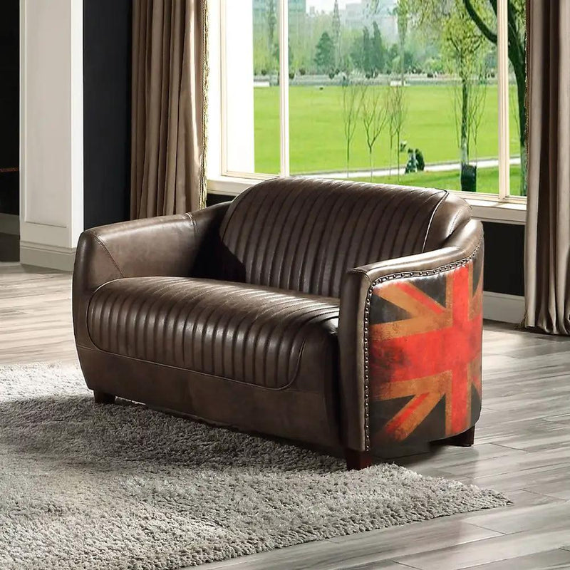 Brancaster - Loveseat - Antique Slate Top Grain Leather by Unique Piece Furniture