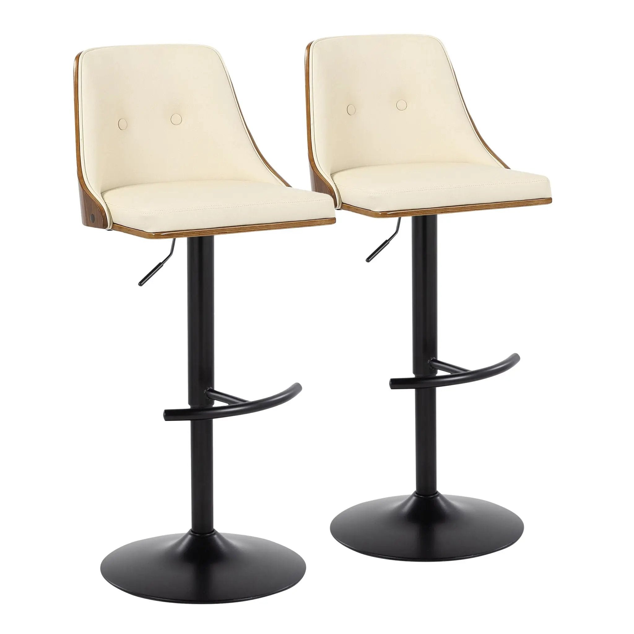 Gianna - Mid Century Modern Adjustable Barstool, Swivel With Rounded T Footrest (Set of 2) by Unique Piece Furniture