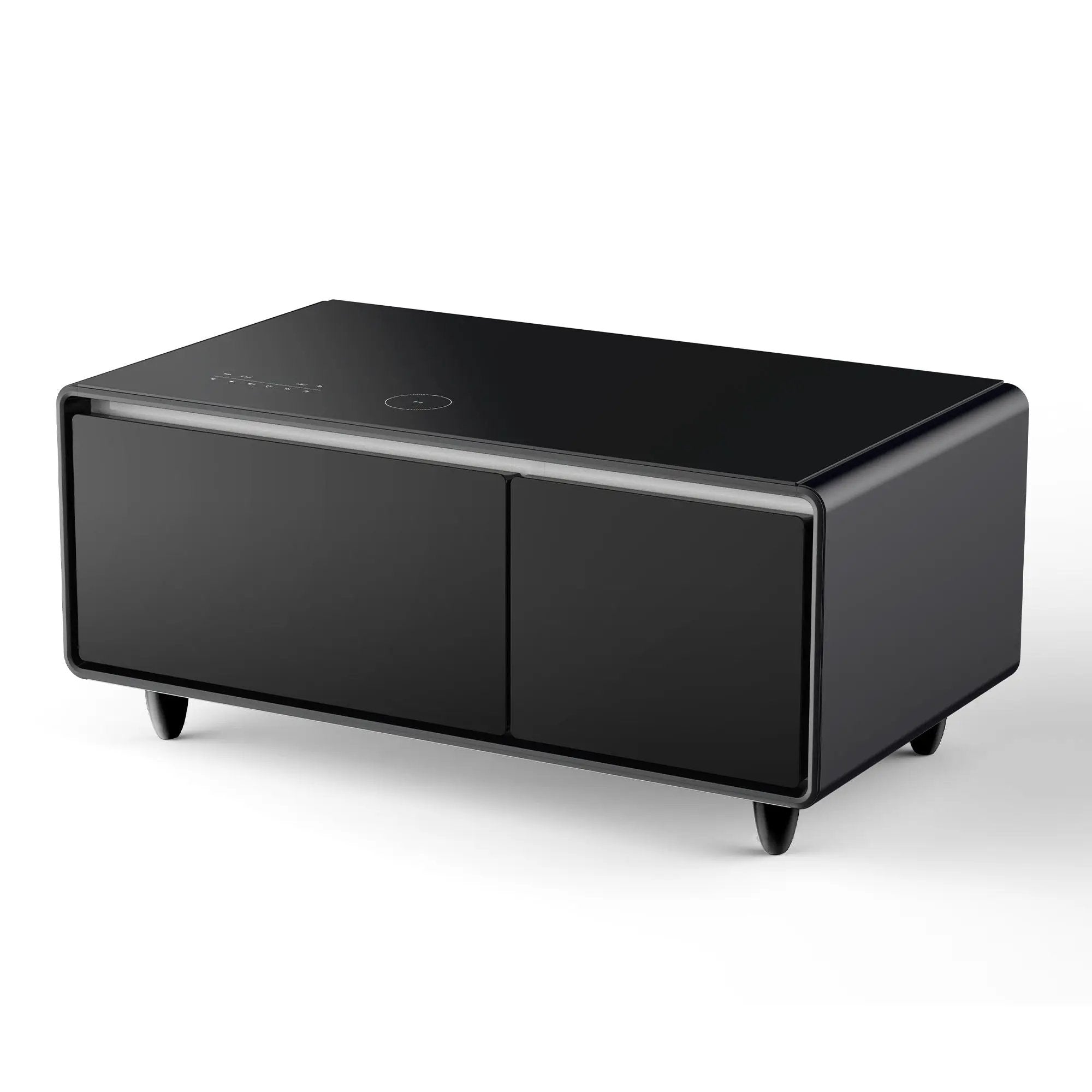 Modern Smart Coffee Table With Built-In Fridge - tooth Speaker, Wireless Charging, Touch Control Panel, USB Interface, Outlet Protection, Atmosphere Light by Unique Piece Furniture