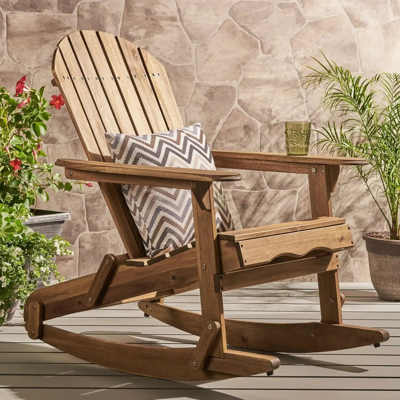 Outdoor Adirondack Rocking Chair With Hand Crafted Details by HouseOfZazla
