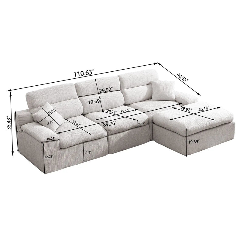 Corner Chaise Sofa With High Backrest by Unique Piece Furniture