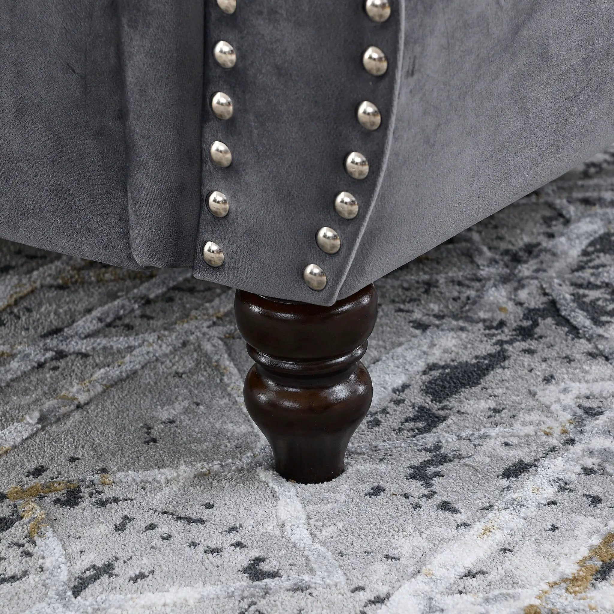 Chesterfield Sofa With Rolled Arms And Nailhead Trim by HouseOfZazla