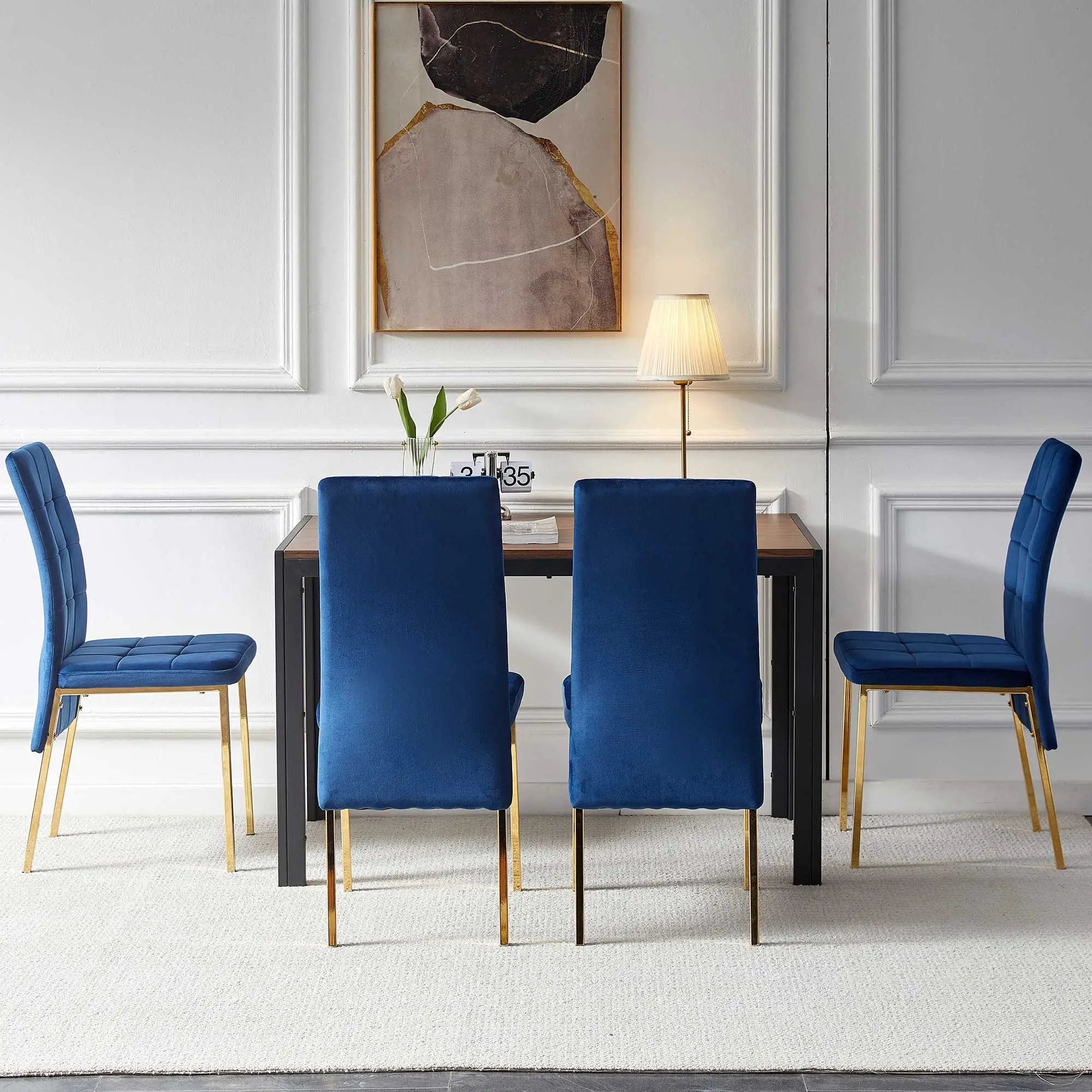 5 Pieces Dining Set Including High Back Color Legs Nordic Dining Chair & Creative Design Dining Table by HouseOfZazla