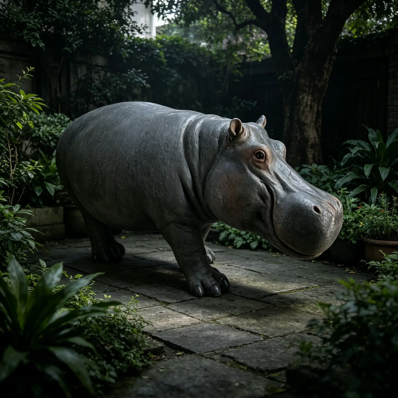 12.6'' Weather Resistant Hippopotamus Garden Statue by HouseOfZazla
