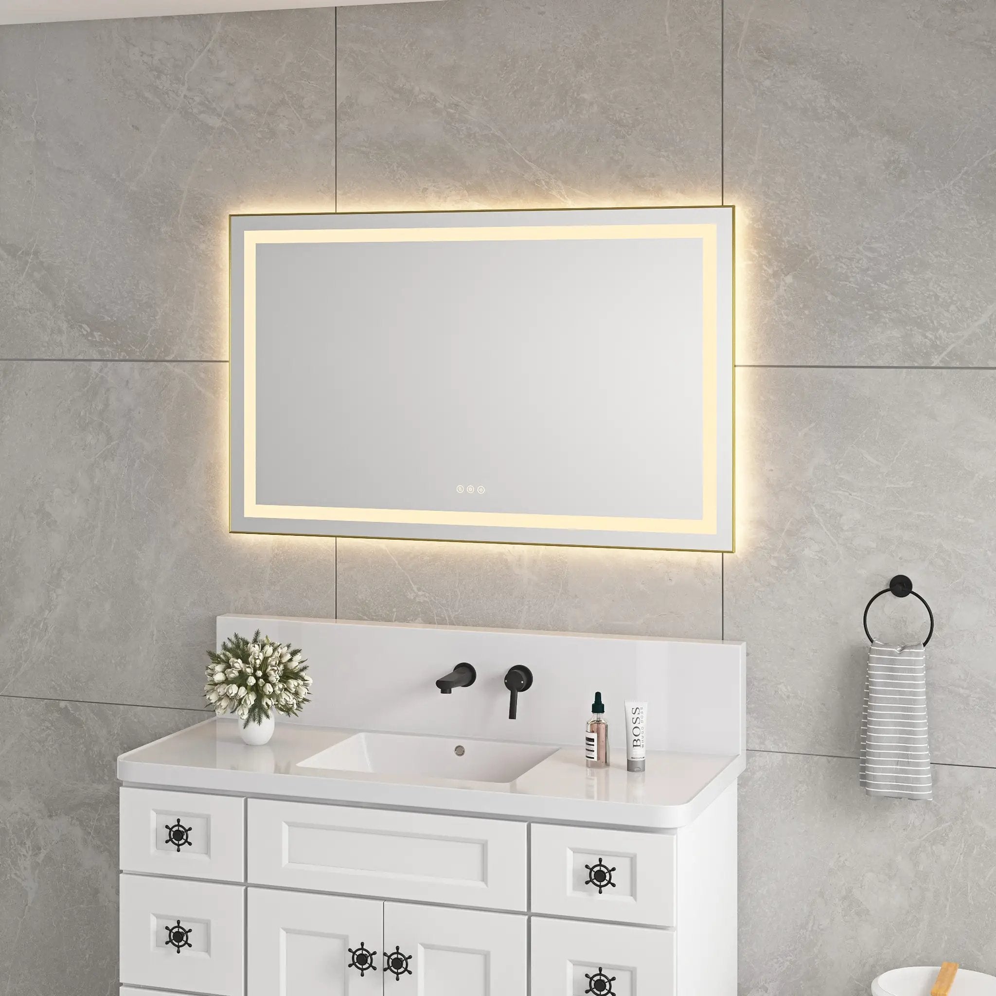 48" x 30" LED Bathroom Mirror with Front and Backlight by HouseOfZazla
