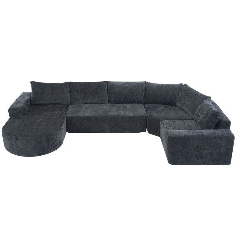 Modular Cloud Sectional Sofa Set, U-Shaped Upholstered Couch With Deep Seat by HouseOfZazla