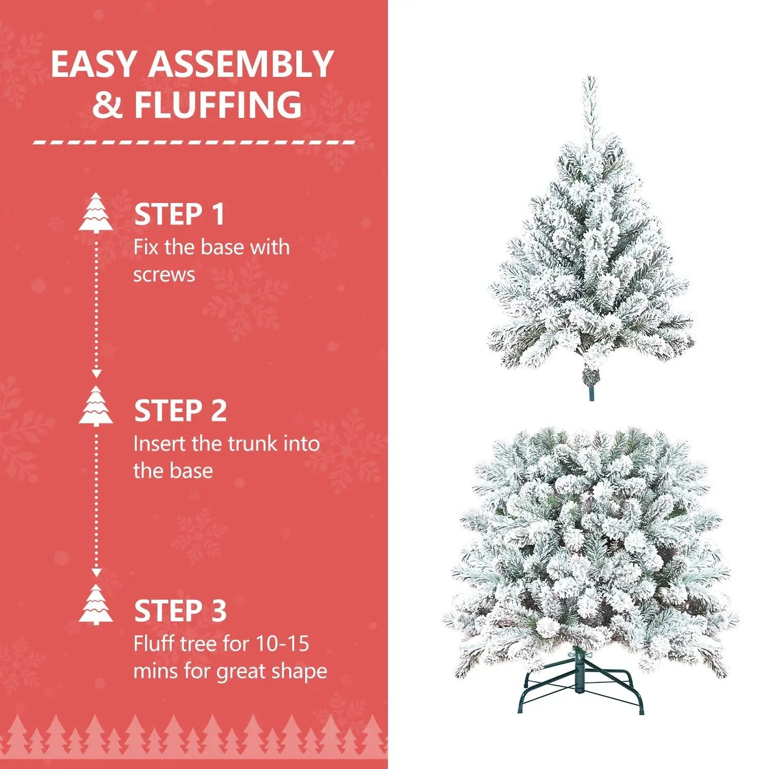 4FT Flocked Christmas Tree with Pine Cones and Snowy PVC Design by HouseOfZazla
