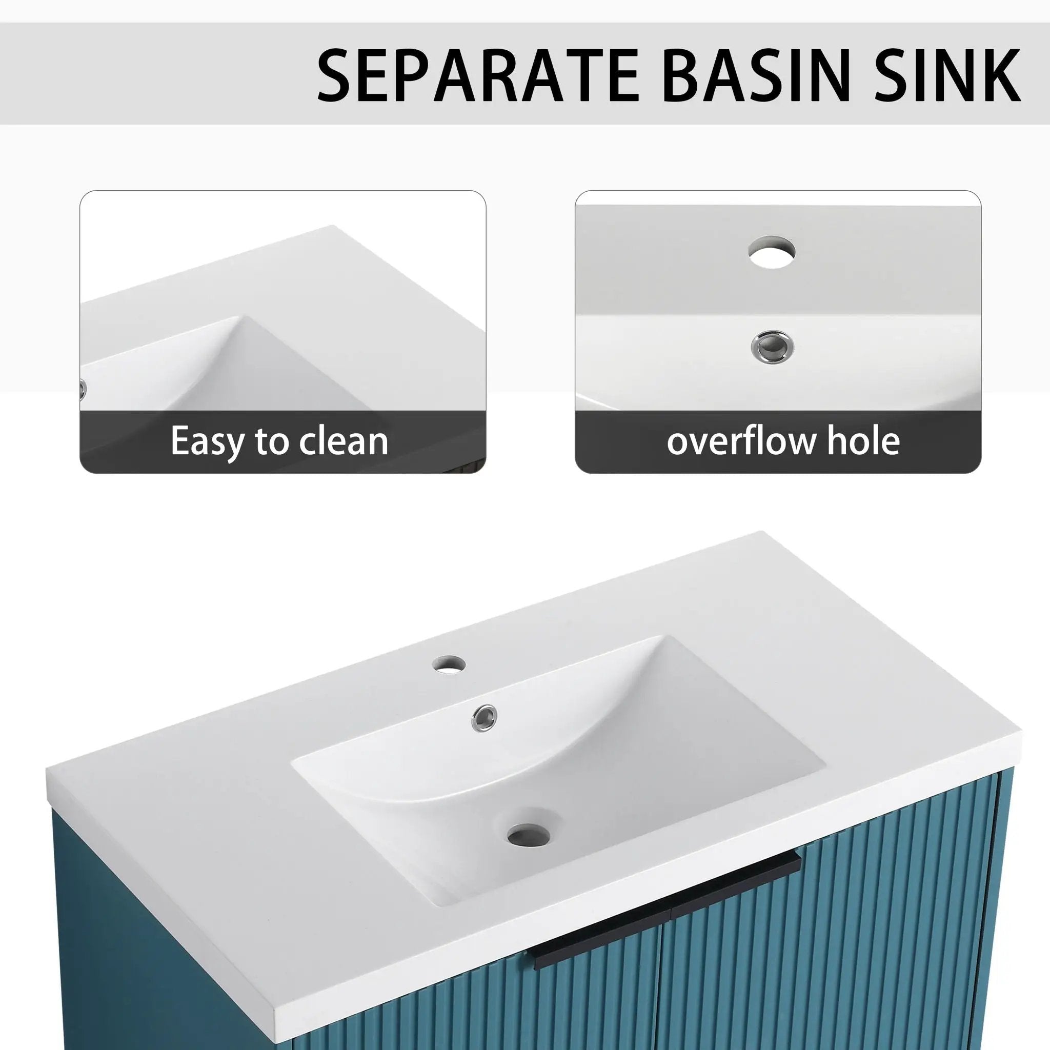 Contemporary Wall Mounted Bathroom Vanity With Resin Double Sink by HouseOfZazla