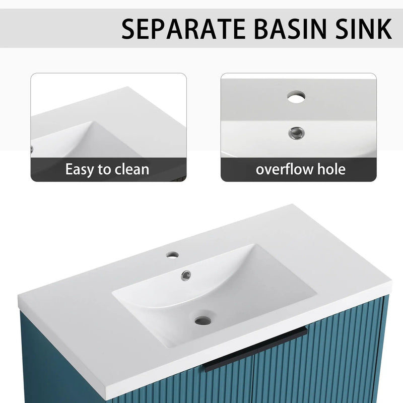 Contemporary Wall Mounted Bathroom Vanity With Resin Double Sink by HouseOfZazla