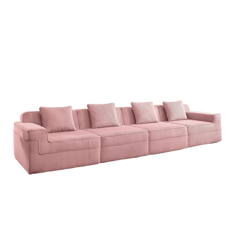 Modular 4 Seat Boneless Sofa, Cloud Sectional Couch by HouseOfZazla