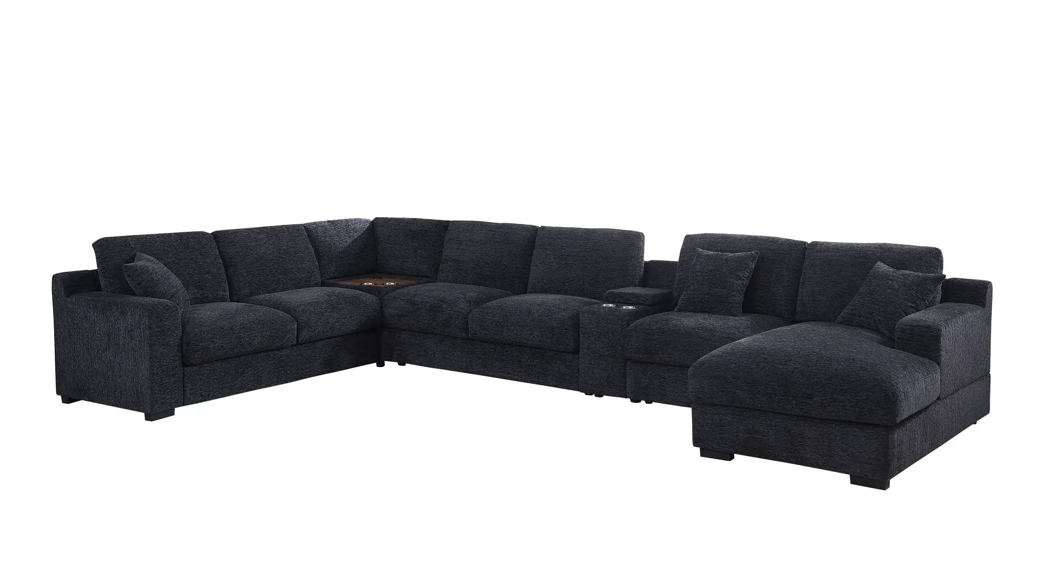 Celine - Fabric Corner Sectional Sofa With Right-Facing Chaise, Cupholders, And Charging Ports by HouseOfZazla