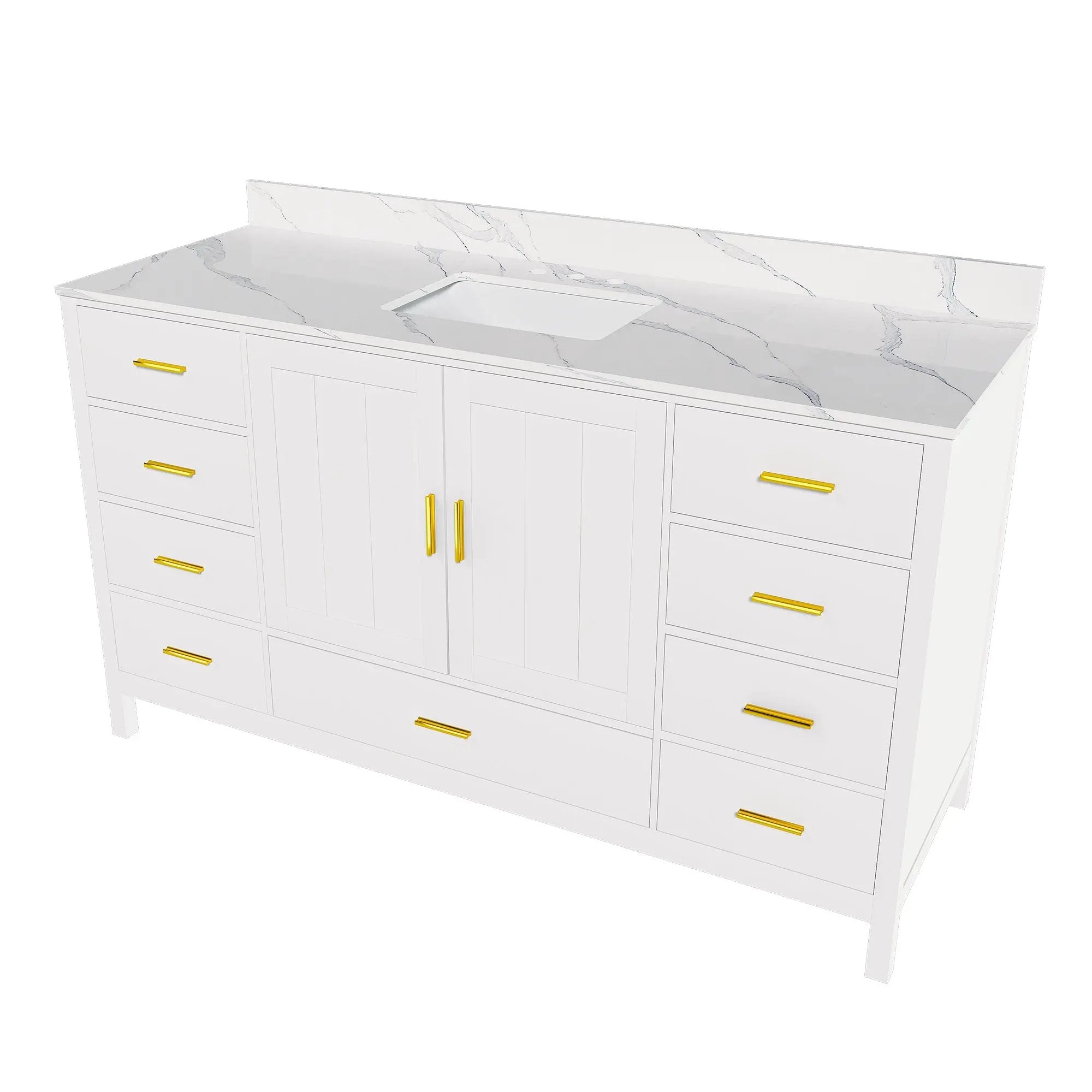 60" Modern Solid Wood Bathroom Vanity with Sink by HouseOfZazla
