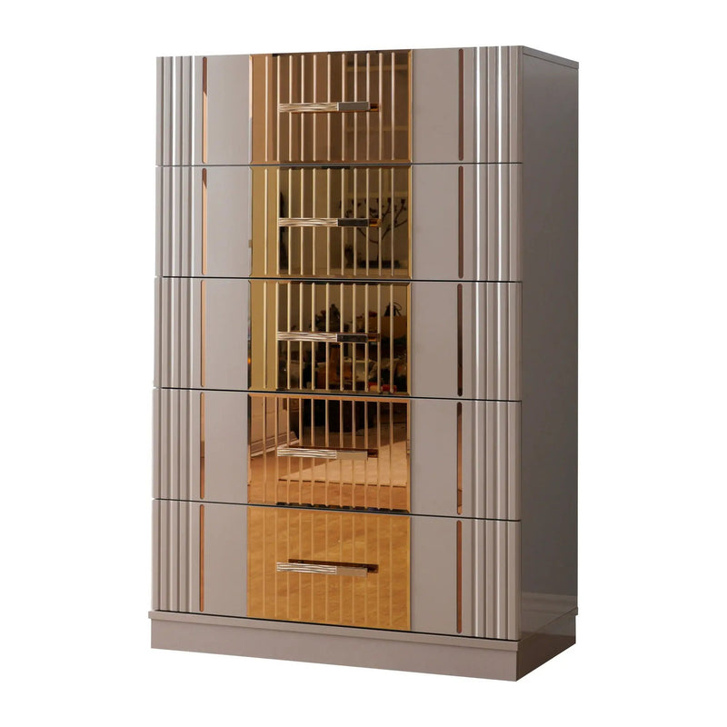 Lorenzo - 5 Drawer Chest - Gray by HouseOfZazla