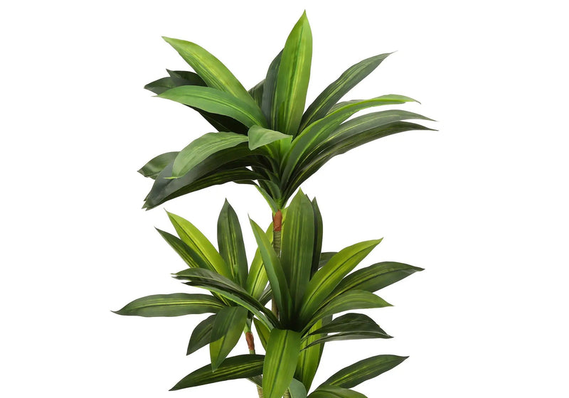51" Tall, Artificial Plant, Dracaena Tree, Indoor, Faux, Fake, Floor, Greenery, Potted, Real Touch, Decorative - Green / Black by Unique Piece Furniture