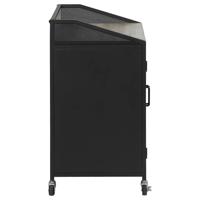 Arlette - 2 Door Mobile Home Bar Wine Cabinet With Smooth Rolling Casters - Black