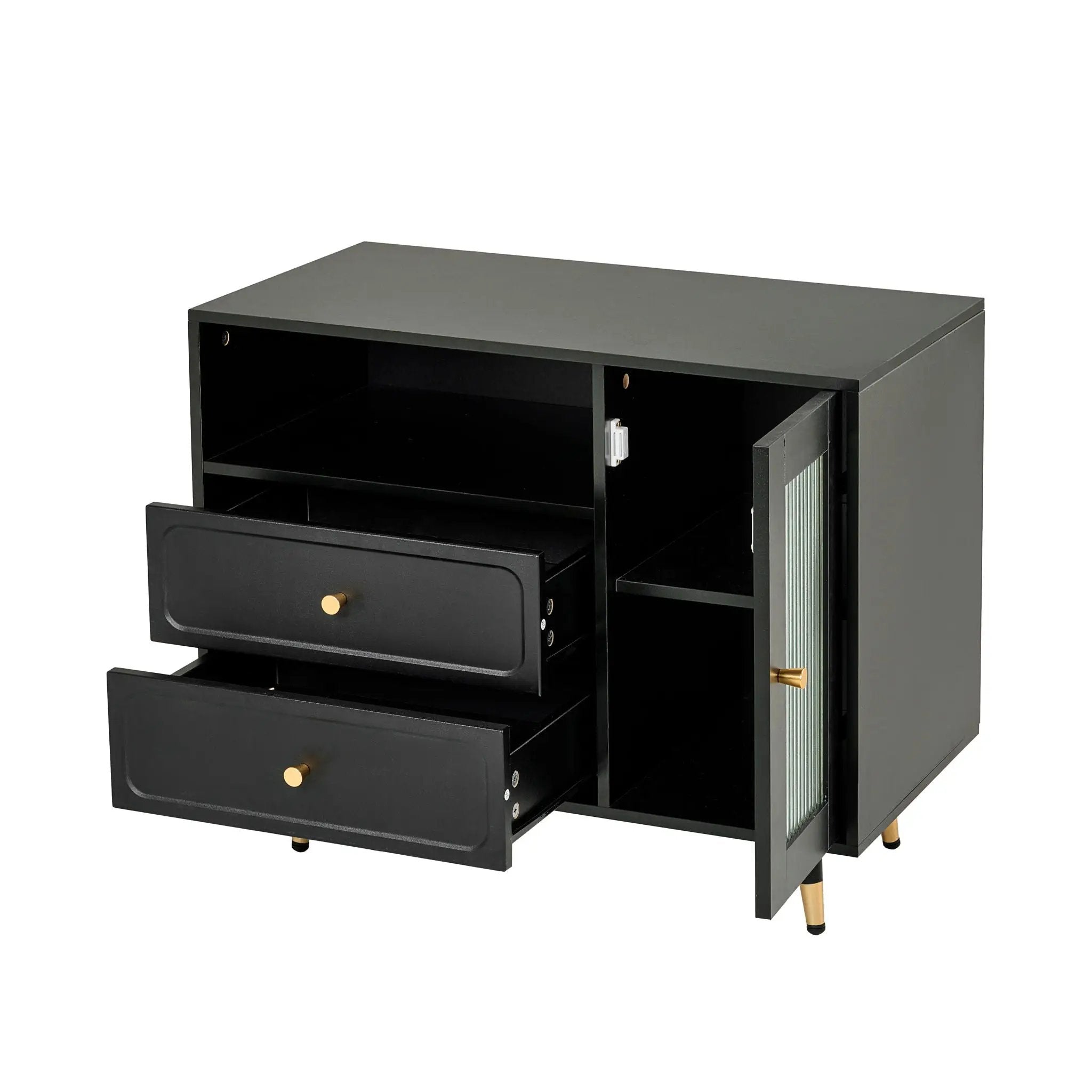 Modern Makeup Vanity Desk With Mirror And Lights Retractable Design Engineered Wood - Black by HouseOfZazla