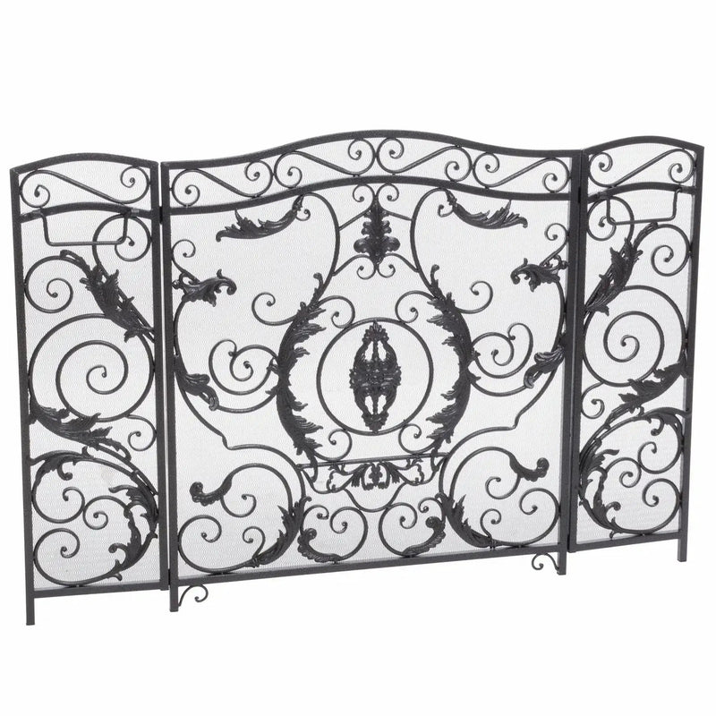 Mariella Traditional Floral Iron Fireplace Screen with Ornate Design by HouseOfZazla