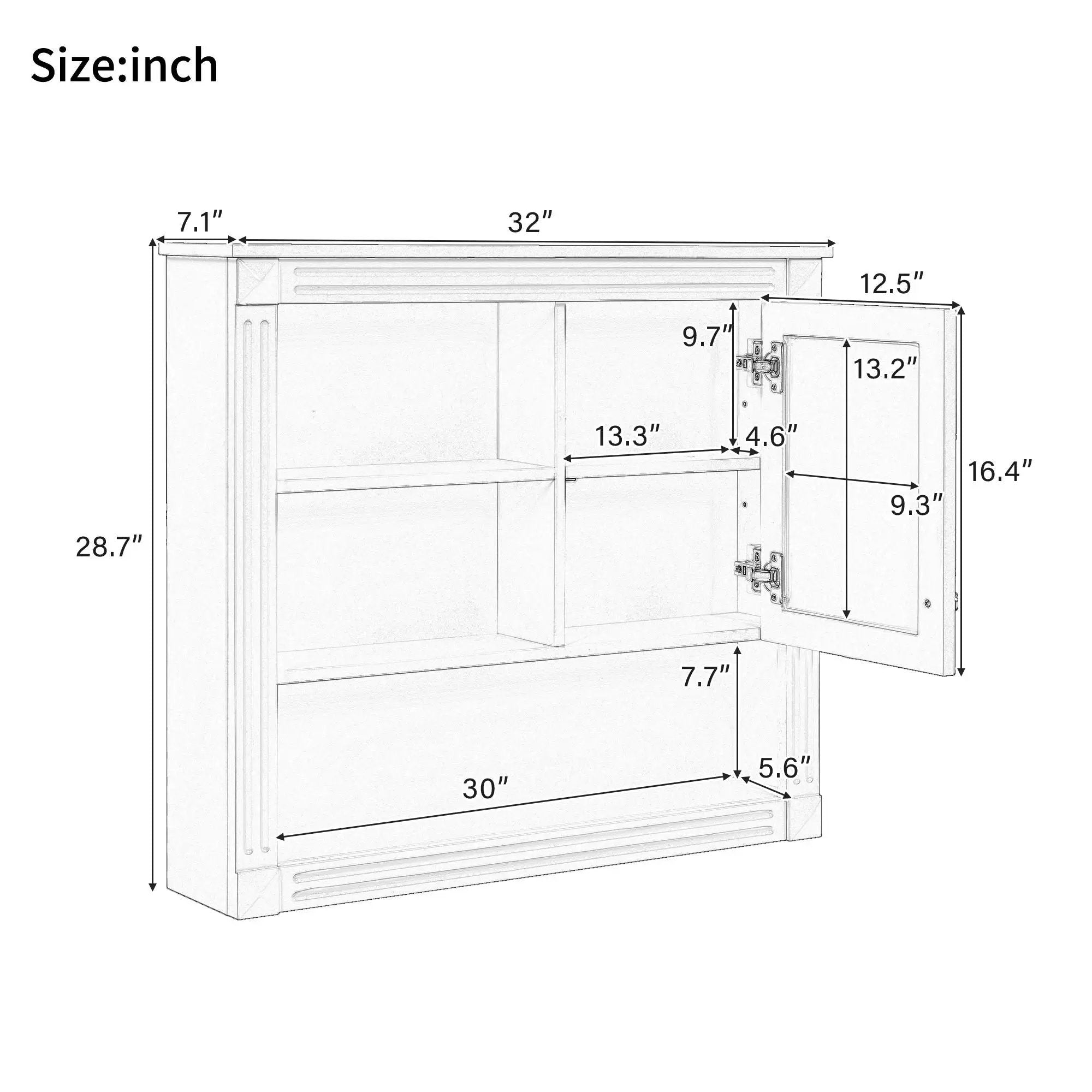 Wall-Mounted Bathroom Cabinet with Mirror and Adjustable Shelves by HouseOfZazla